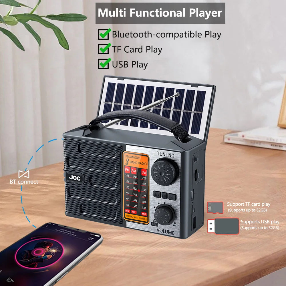 Portable Solar Radio MP3 Player/ Bluetooth Speaker