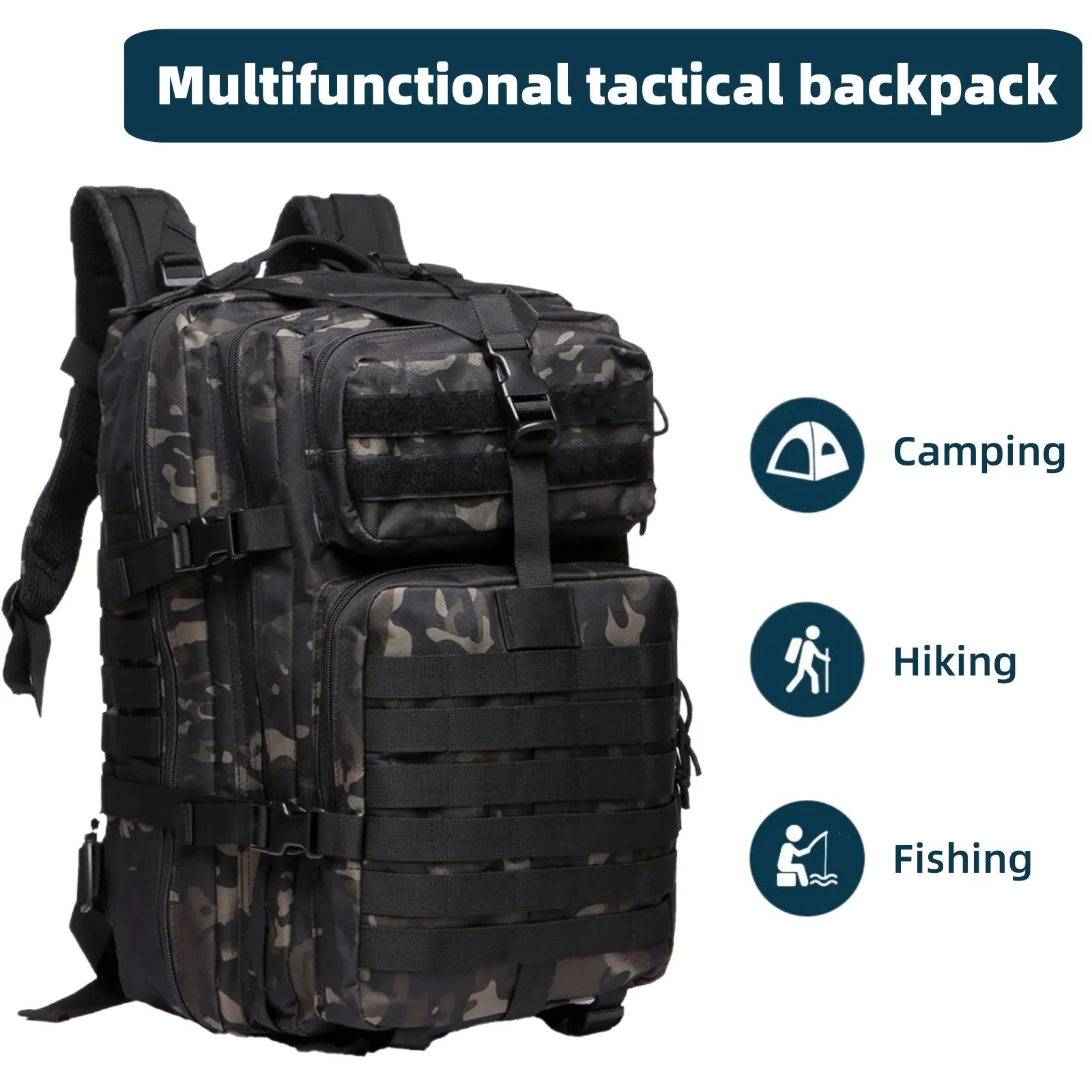 Outdoor tactical backpack, lightweight with waterproof function, large capacity,