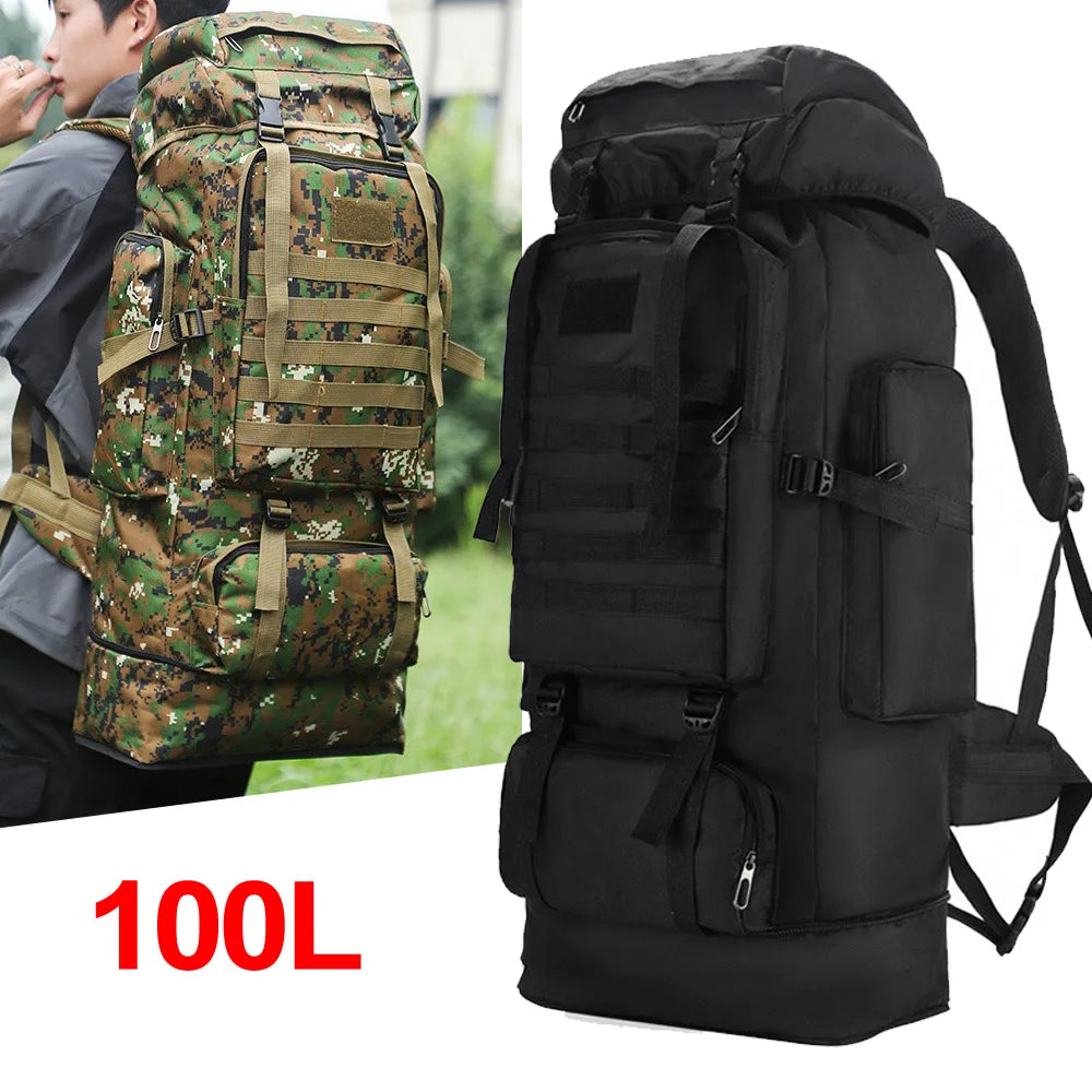100L Outdoor Camping Backpack Hiking Large Capacity