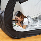 Camping folding tent with blackout curtain and outdoor mosquito net
