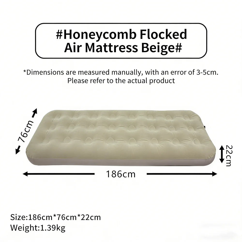 Inflatable Flocking Camping Bed Mat Single Person Outdoor