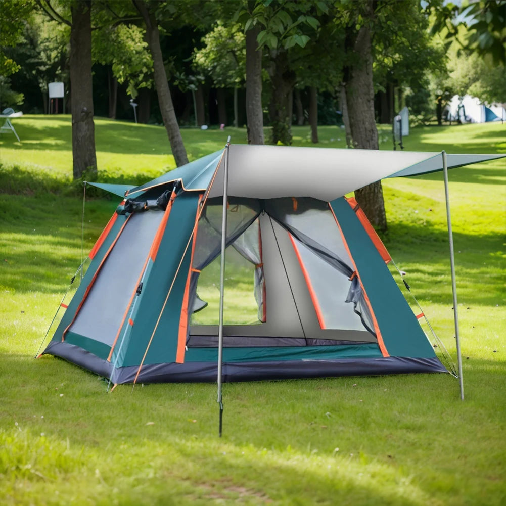 Camping Tent Family 3-4/4-6 People Sun-Protection, Waterproof Hexagonal Tent