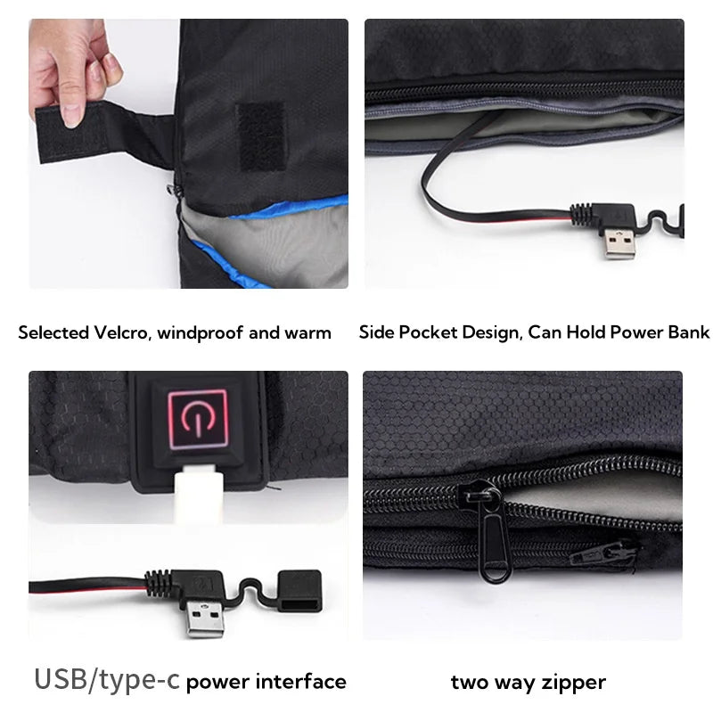 Heated Sleeping Bag pad,6 Heating Zones,USB Power, 2 person