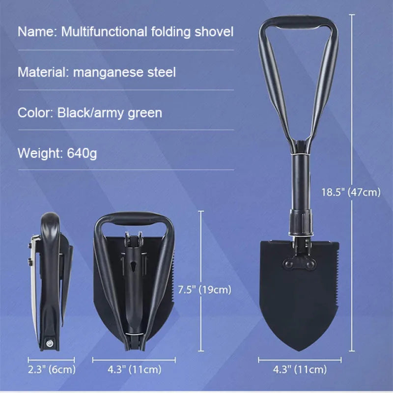 Outdoor 3-in-1 Foldable Shovel Portable Multifunctional