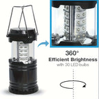 Set of 4 Camping Lights with 30 Leds, Foldable Emergency Flashlights, Battery-Operated