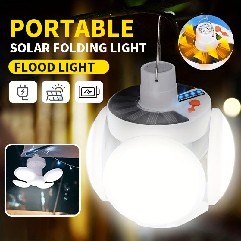 Portable Camping Solar-Powered LED Light - Rechargeable USB,