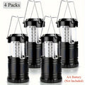 Set of 4 Camping Lights with 30 Leds, Foldable Emergency Flashlights, Battery-Operated
